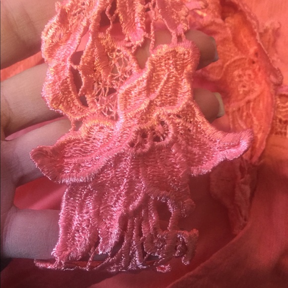 CORAL CRISS-CROSS LACE DESIGN DRESS - Picture 5 of 8